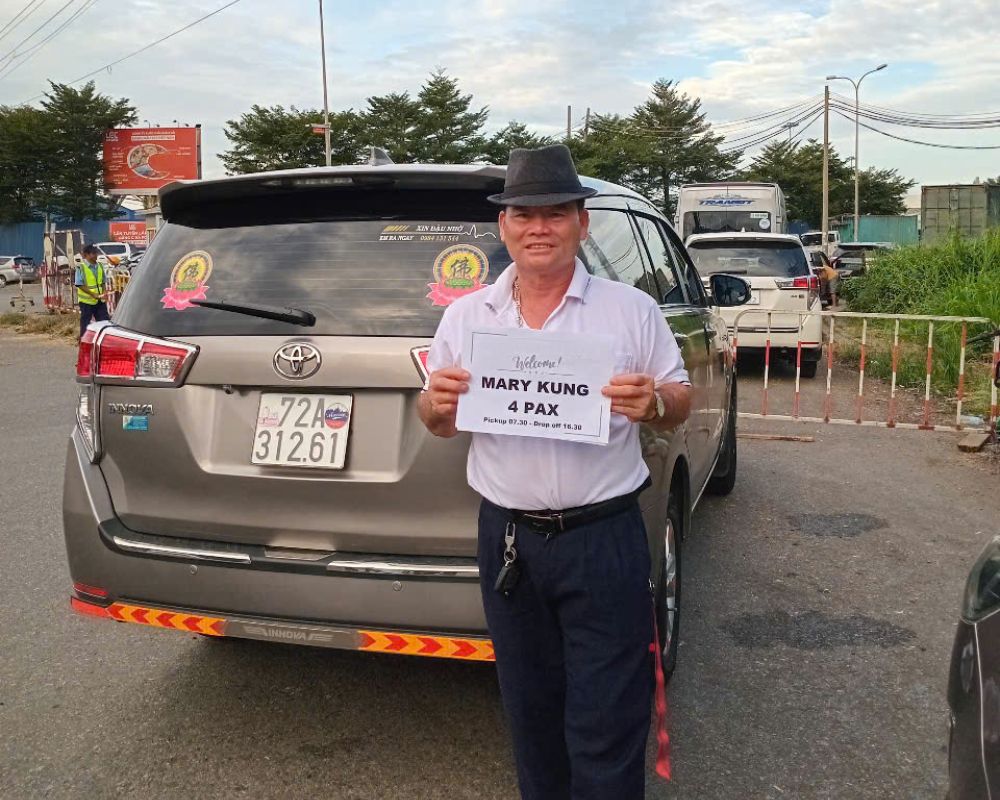 Our driven pick up passengers with their board name
