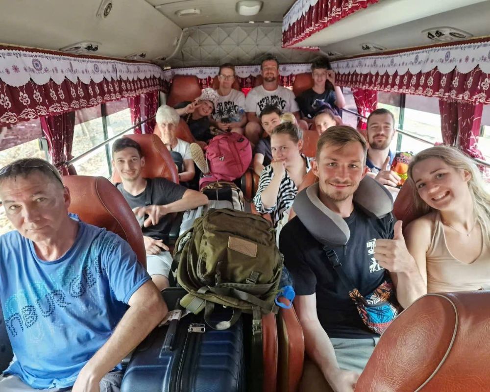 Our tourist travel from Danang to Hue by 35 seat car