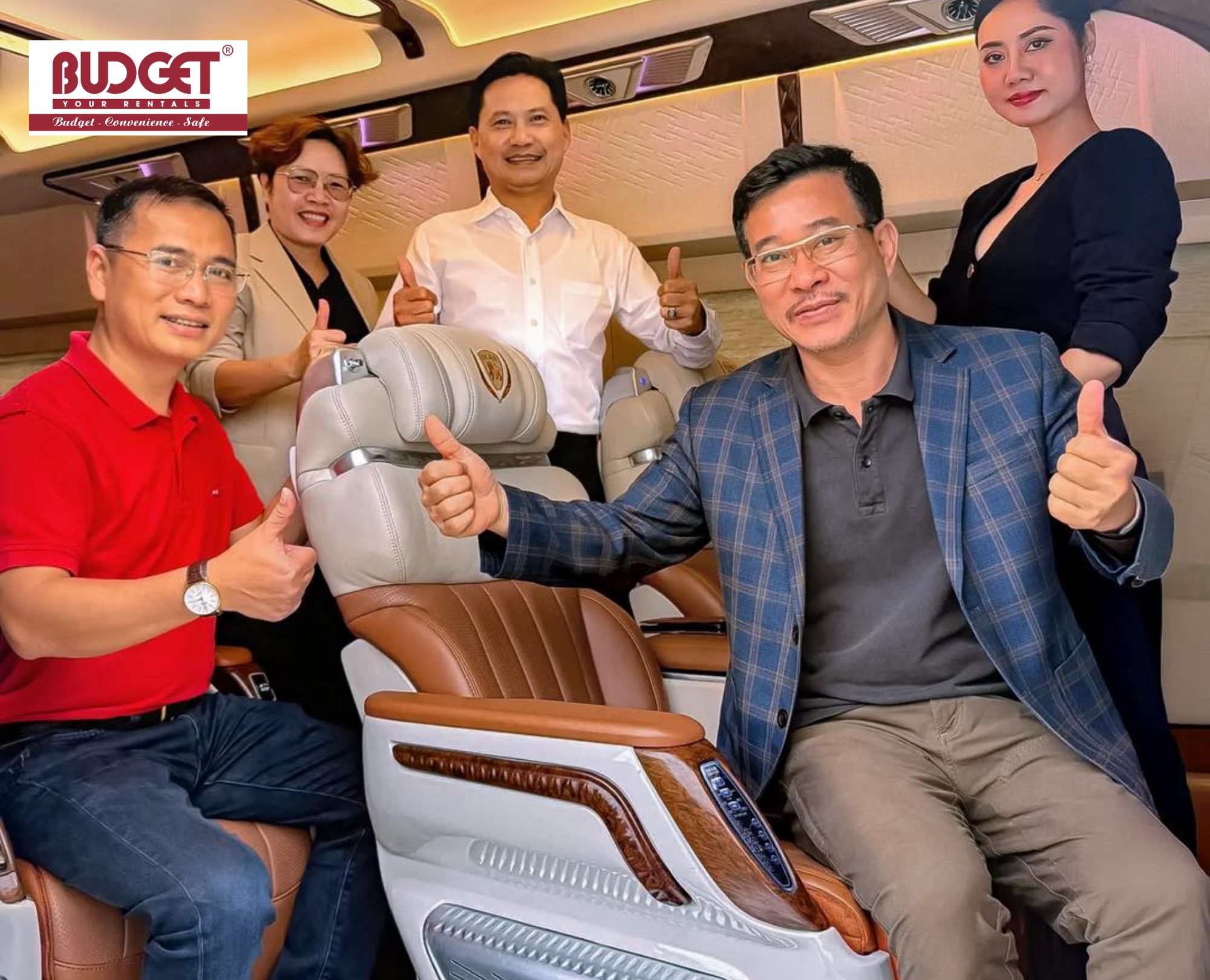 Business-delegation-enjoying-luxury-limousine-transport-for-a-conference-in-Hanoi