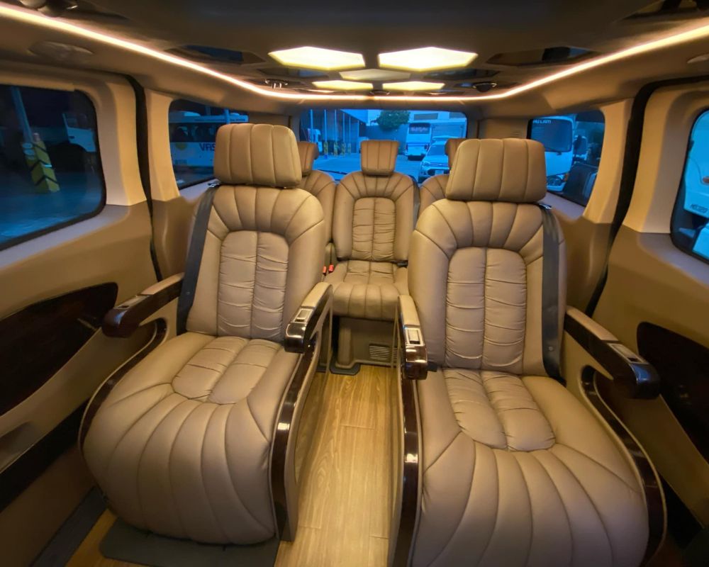 Interior of premium car with leather seats