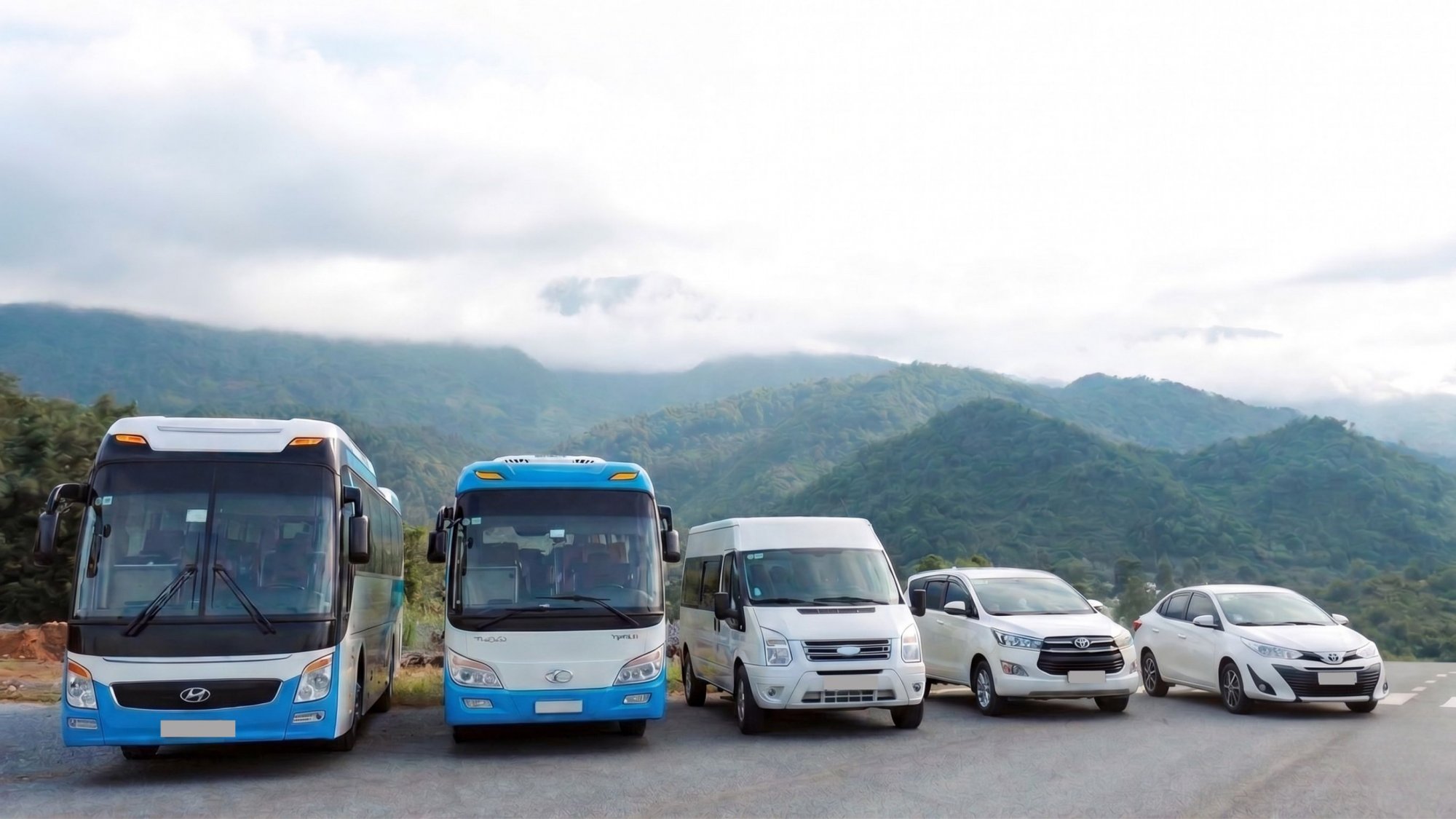 Fleet-lineup-for-Ha-Giang-car-rental-sedans-SUVs-and-minivans-available-for-private-car-with-driver