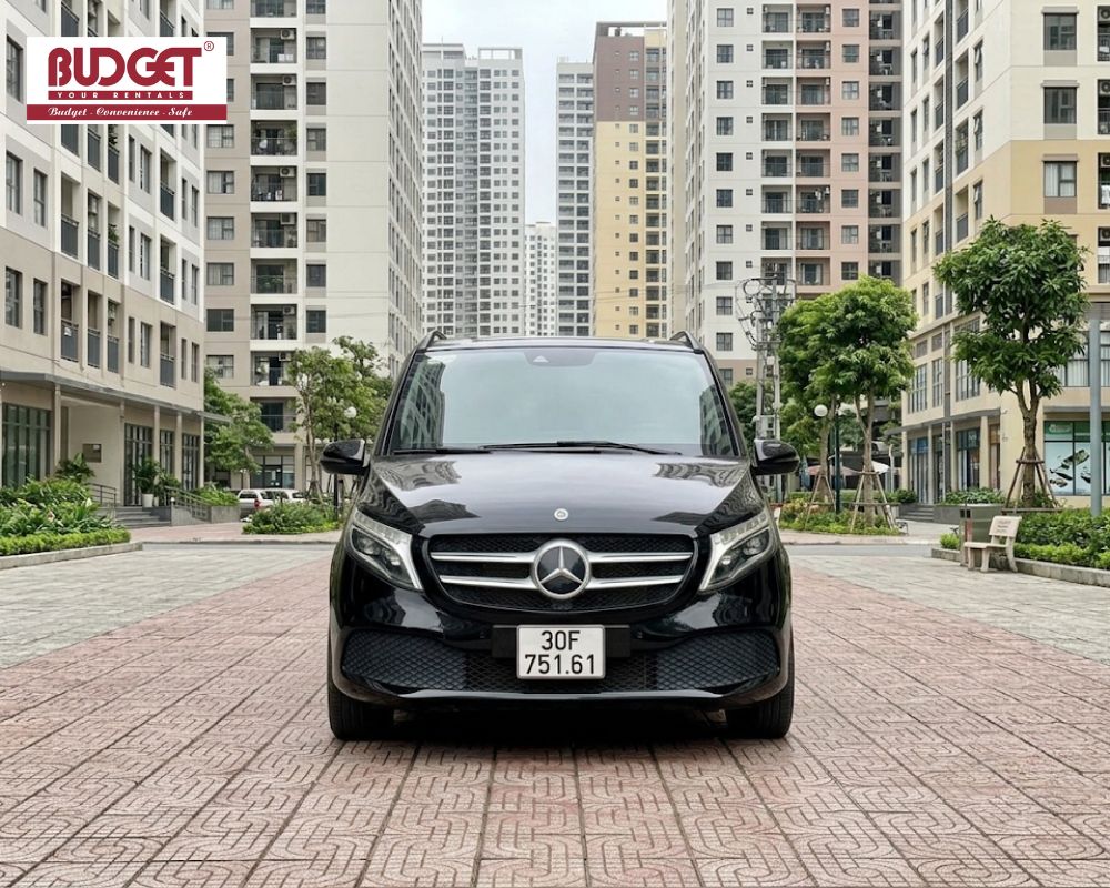 Front-view-of-a-black-Mercedes-Benz-V-Class-luxury-minivan-parked-in-Ha-noi