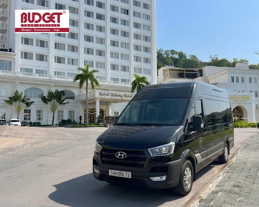 Our-black-DCar-limousine-parked-in-front-of-Royal-Halong-Hotel-in-Ha-Long