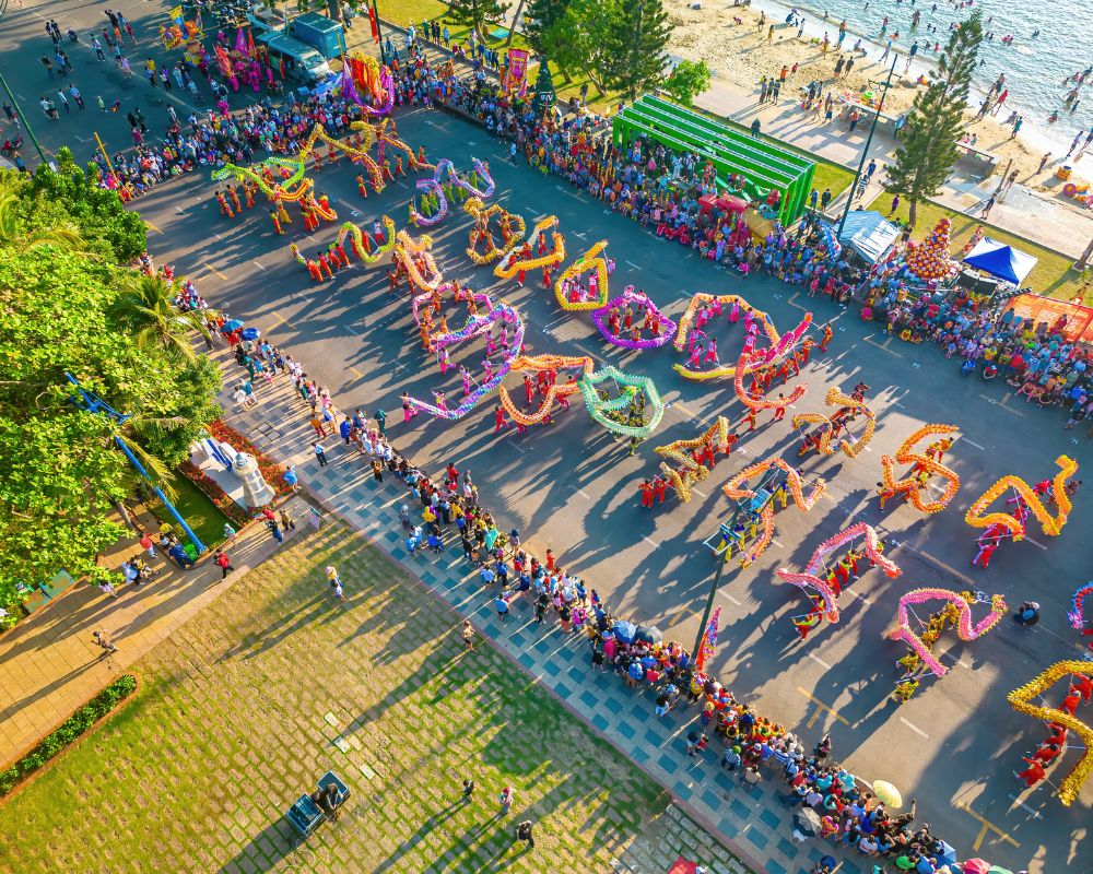 Dragon dance perform celebration in Nha Trang