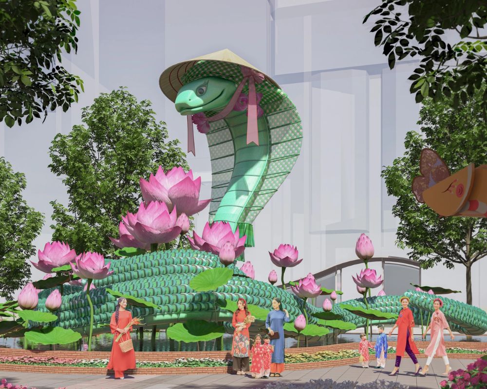 Snake mascots at Nguyen Hue Flower Street 2025