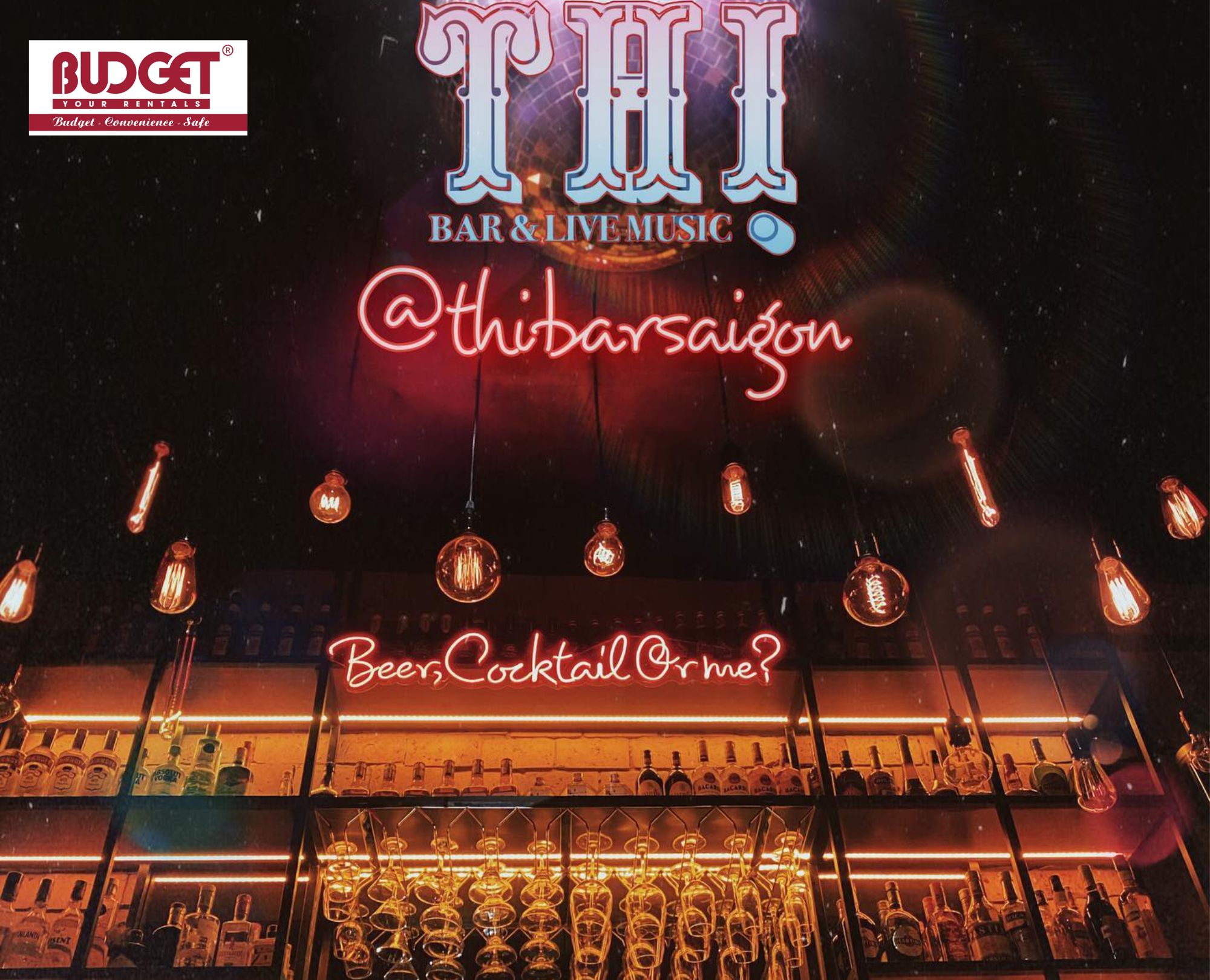 Thi Bar Saigon live music bar interior with warm lighting and liquor display