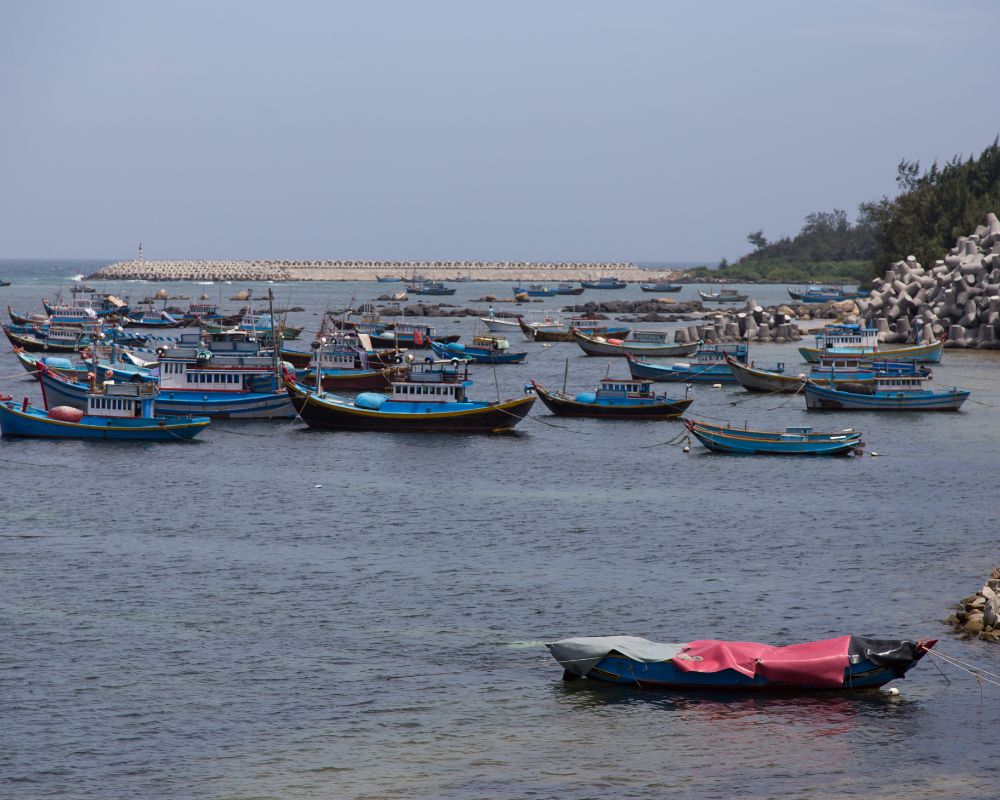 Boats near island just south of Phu Quy