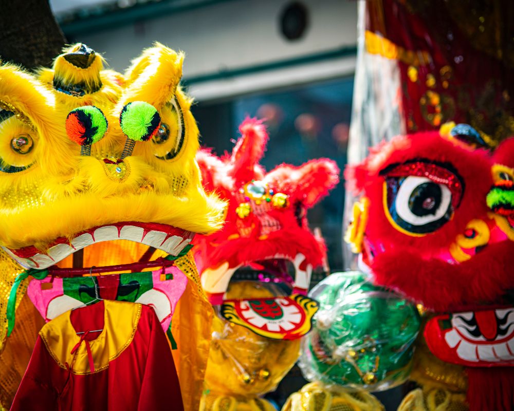 Lion dance at Mid Autumn Festival in Vietnam