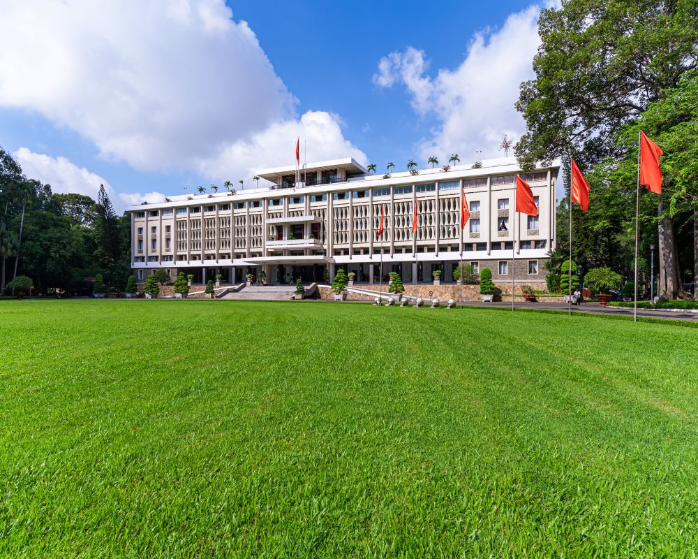 Beautiful morning of front view Reunification Palace